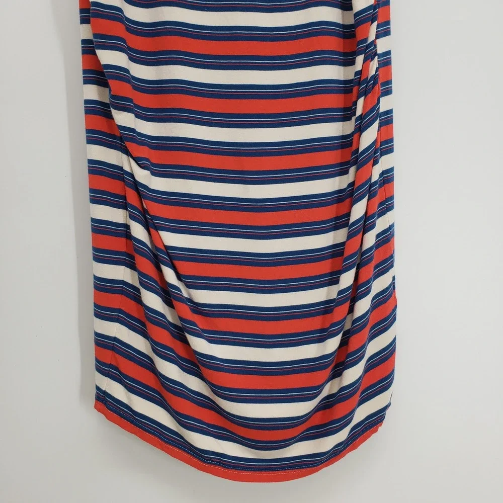 Rachel Zoe Striped Maternity Dress Small Red Blue Ruched Bodycon Short Sleeve - Picture 3 of 8